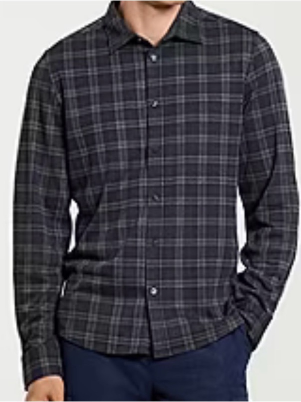 Van Heusen Men’s Black Red and white Slim Fit Never tuck Button-Down Shirt